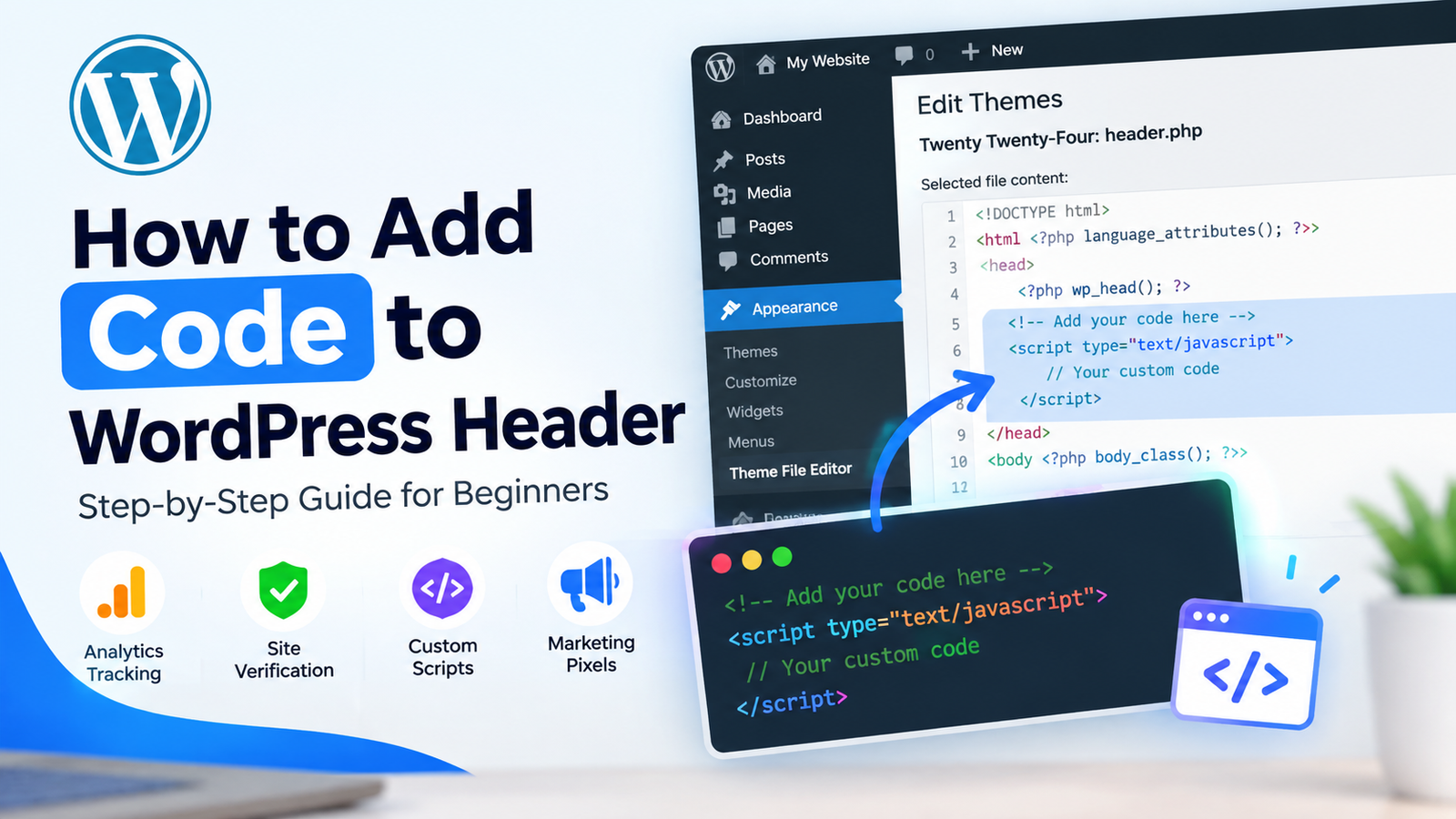 How to add code to WordPress header