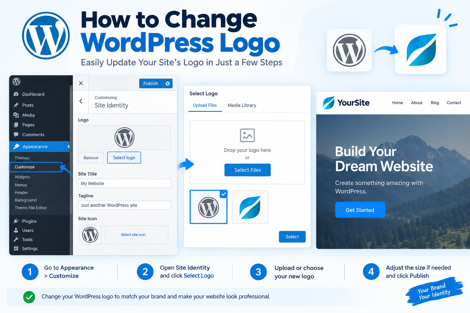 How to change WordPress logo from the website customizer