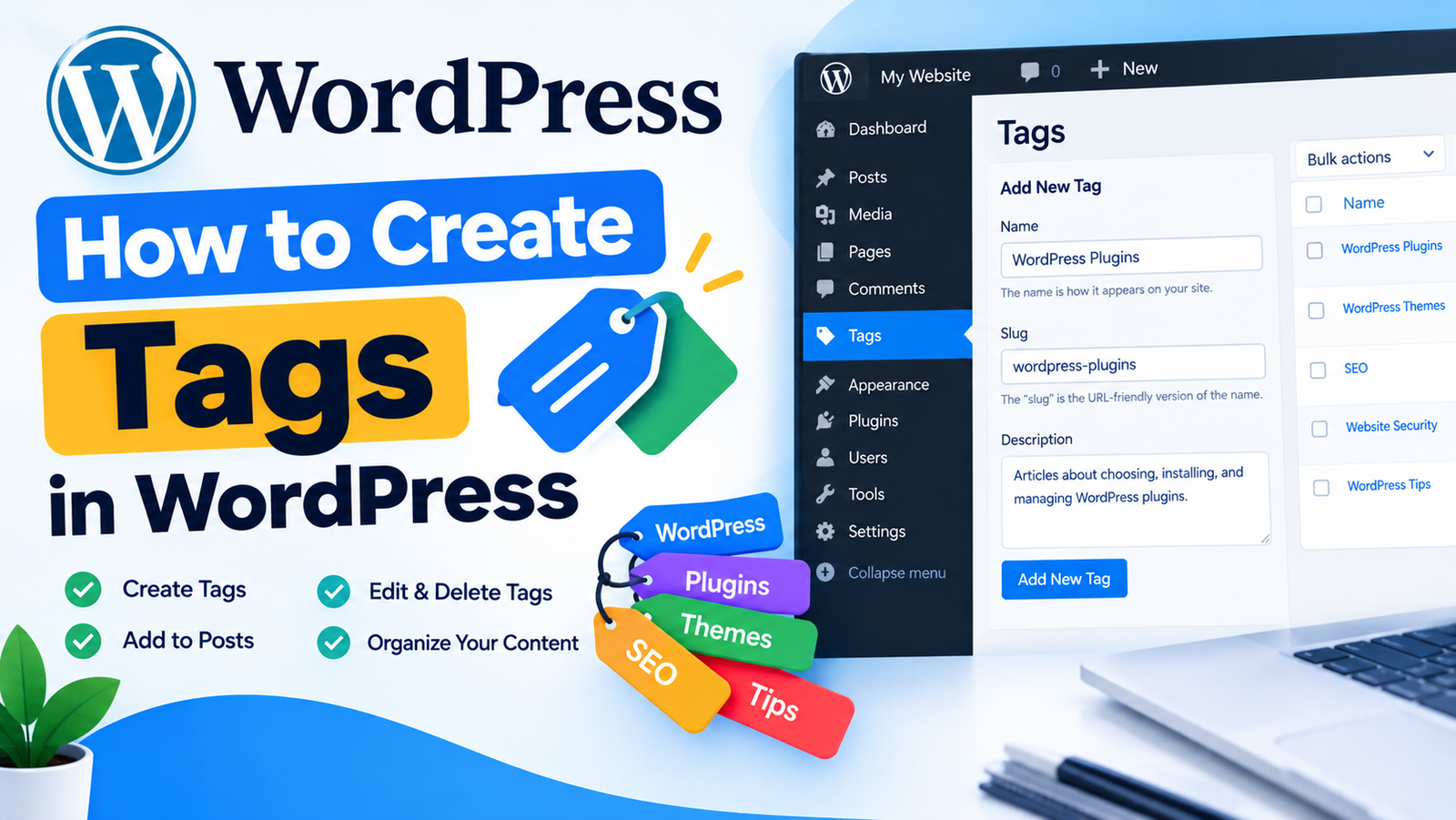 How to create tags in WordPress