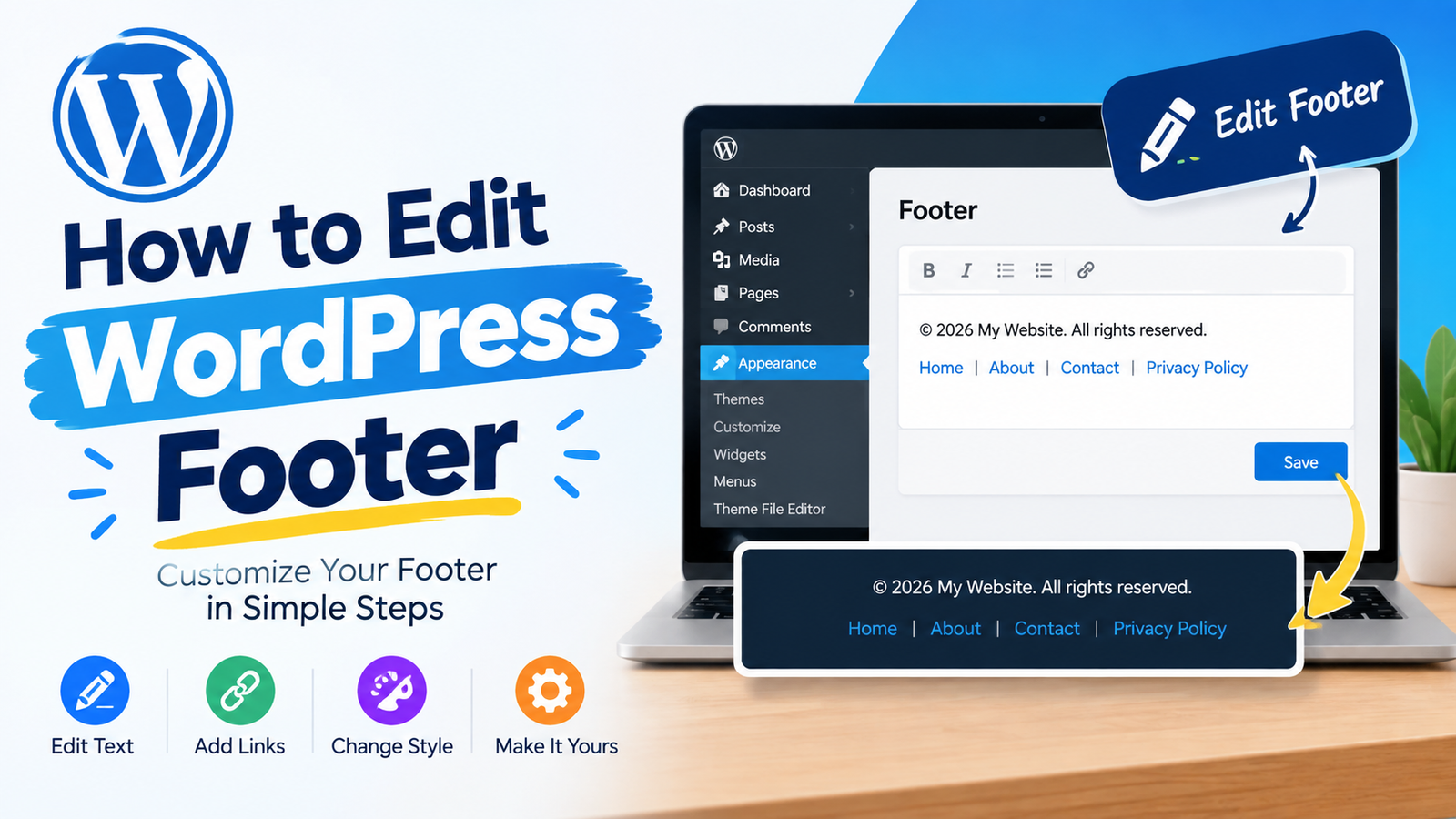 How to edit WordPress footer