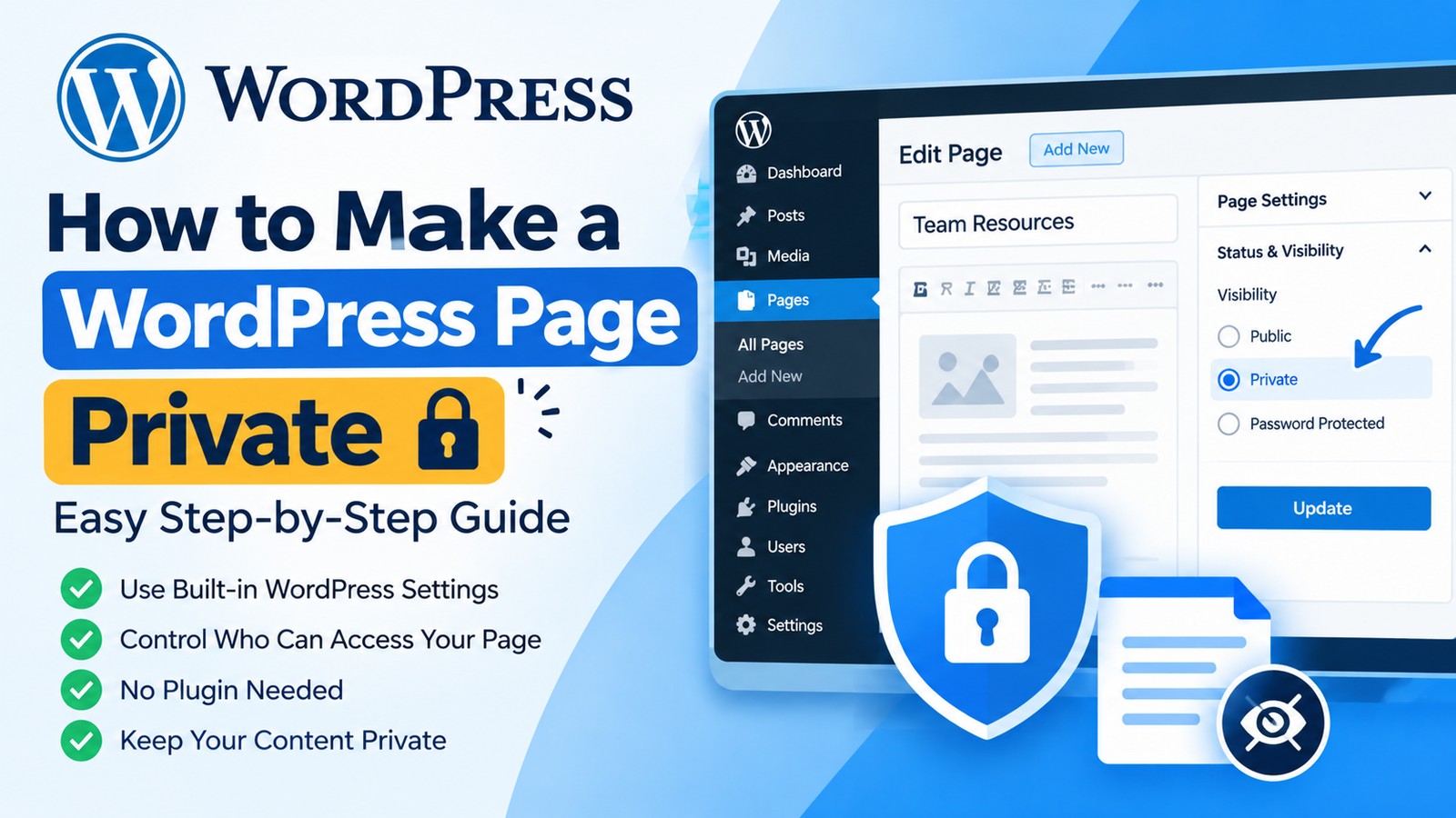 How to make a WordPress page private