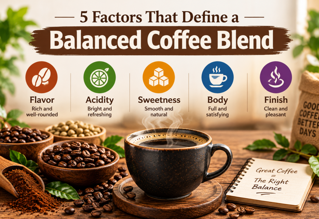 Five factors that define a balanced coffee blend